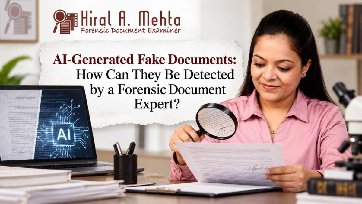 AI-generated fake documents examined by a forensic document expert