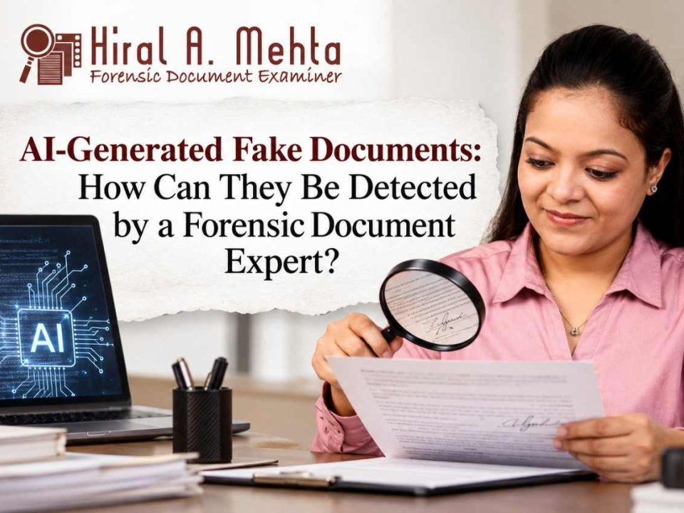 AI-generated fake documents examined by a forensic document expert