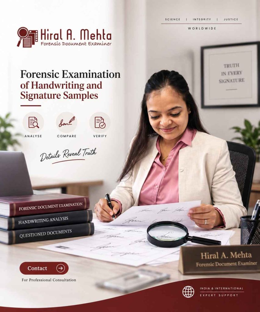 Forensic document expert examining a suspected digitally altered document