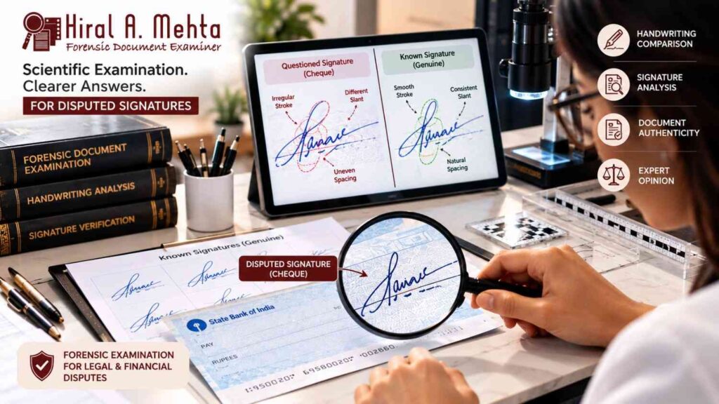 Forensic examination of a disputed cheque signature