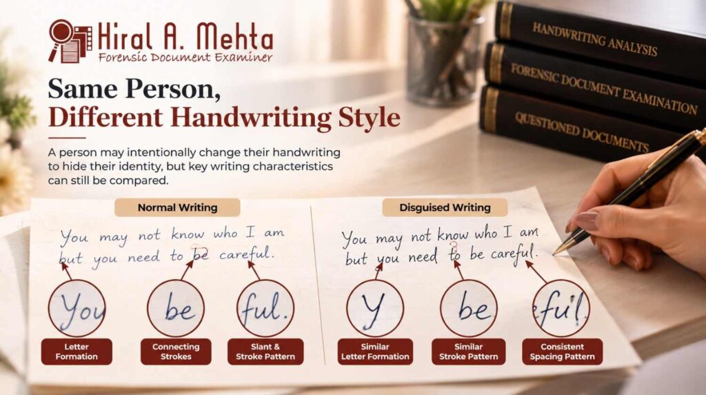 Disguised handwriting examination for anonymous letter analysis